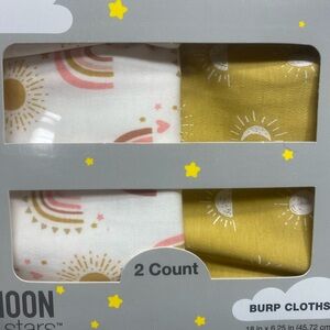 Sunshine and Rainbow Burp Cloths Set - White and Yellow